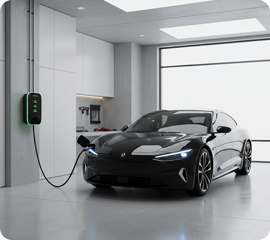 Electric vehicle charging from a wall charger in a garage