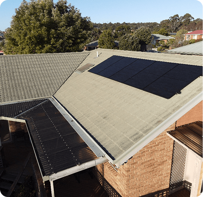 Installed panels on the concrete tile roof