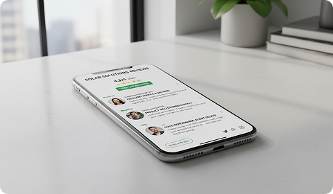 Solar quotes reviews on a phone