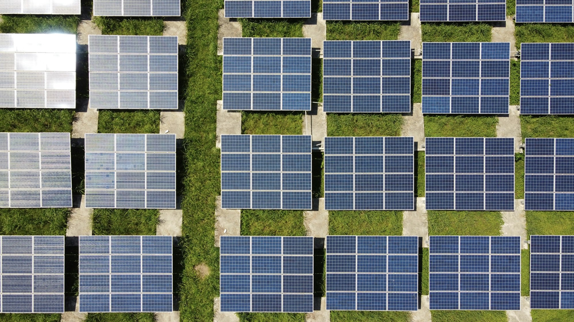 Solar panels aerial view
