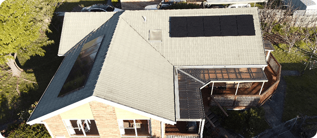 Aerial view of the Kingston home with the new solar array